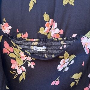 Reformation Floral Maxi Skirt - Black and Pink